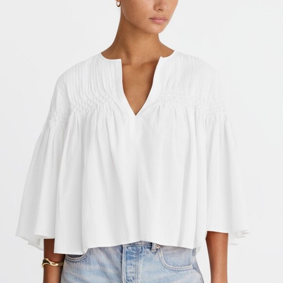 Madewell Tops - Madewell Pintucked Flutter-Sleeve Top Size L